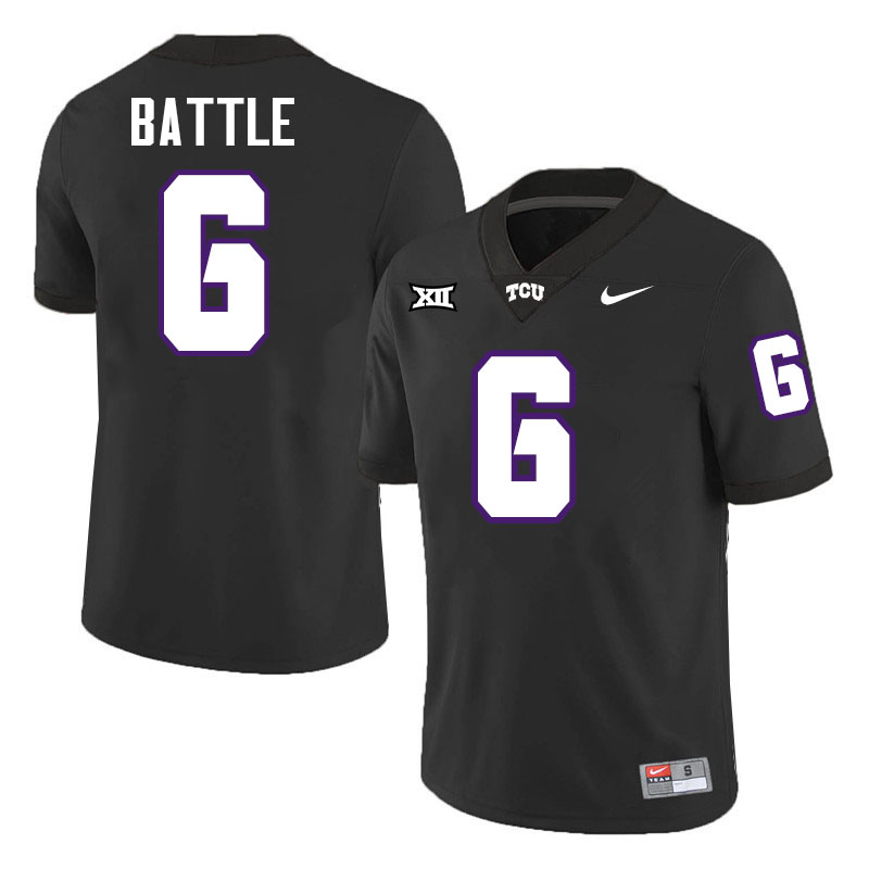 #6 Trent Battle TCU Jersey,Texas Christian University Horned Frogs Football Jersey-Black